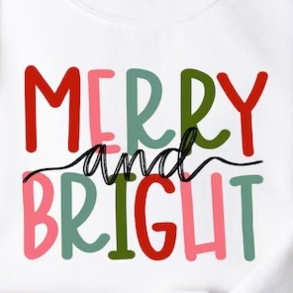 Merry And Bright Sweatshirt Family Christmas Sweatshirt 90 - Picture 2 of 5